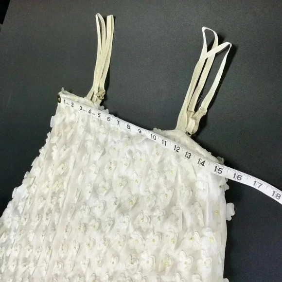 Tricot Chic Womens Ivory Gold Abito Flower Lace Textured Flare Mini Dress Size 6 - Picture 6 of 12